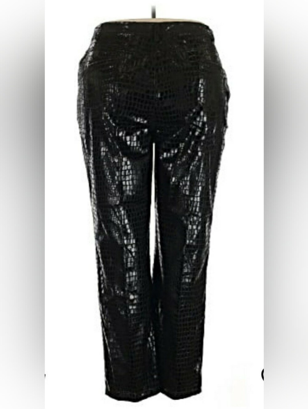 SELENE Vintage Faux Alligator Black Shiny Wide Leg Pants